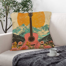 Load image into Gallery viewer, Baha Ranch Retro Pop Western Pink Guitar Pillow Case Made in America
