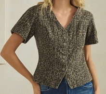 Load image into Gallery viewer, The Logan Leopard Denim Top
