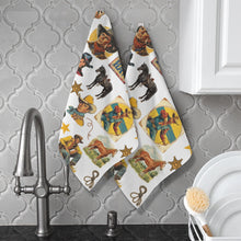 Load image into Gallery viewer, Vintage Cowboy Collage Dish Towel Set of 2 Made in America
