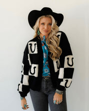 Load image into Gallery viewer, The Horseshoe Cardigan in Black LARGE
