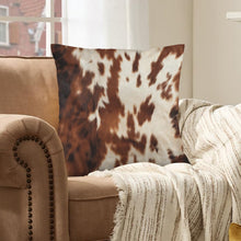 Load image into Gallery viewer, Brown Cow Hide Print Velvety Soft Throw Pillow Case Made in America
