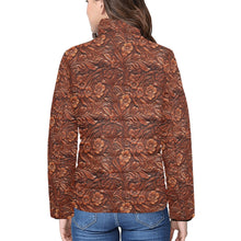 Load image into Gallery viewer, Tooled Leather Print Puffy Bomber Jacket
