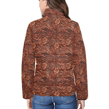 Load image into Gallery viewer, Tooled Leather Print Puffy Bomber Jacket
