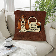Load image into Gallery viewer, Baha Ranch Basset Hound Shop Nap Repeat Pillow Case Made in America
