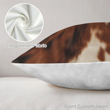Load image into Gallery viewer, Brown Cow Hide Print Velvety Soft Throw Pillow Case Made in America
