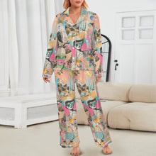 Load image into Gallery viewer, Pop Western Collage Cowgirl Satin Pajamas
