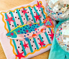 Load image into Gallery viewer, Colorful Coastal Fish Graphic Tee | Bright Beach Boutique Shirt | Summer Lake Day Graphic Tee | Fun Southern Fish T-Shirt

