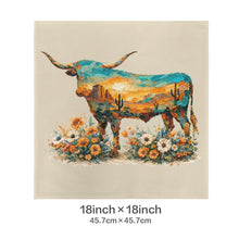 Load image into Gallery viewer, Baha Ranch Velvety Soft Painted Longhorn Pillow Cover Made in America
