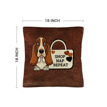 Load image into Gallery viewer, Baha Ranch Basset Hound Shop Nap Repeat Pillow Case Made in America
