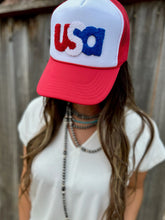 Load image into Gallery viewer, USA Chenille Foam Trucker Cap
