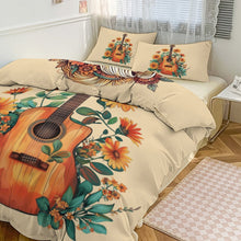 Load image into Gallery viewer, Boho Dolly Guitar Design 3-Piece Bedding Set (1 Duvet Cover + 2 Pillow Shams) – 102"×90"
