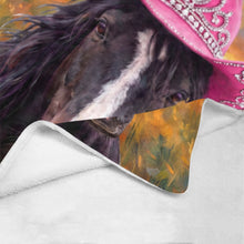 Load image into Gallery viewer, Rhinestone Cowgirl Horse Ultra Soft Minky FleeceThrow Blanket 60" x 80" Made in America
