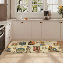 Load image into Gallery viewer, Baha Ranch Vintage Cowboy Collage Rug Runner Indoor 60" x 22" Made in America
