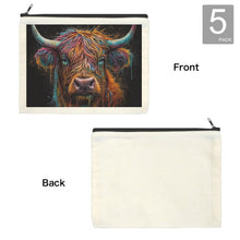 Load image into Gallery viewer, Painted Highland Cow Cosmetic Bag Pack of 5 Made in America
