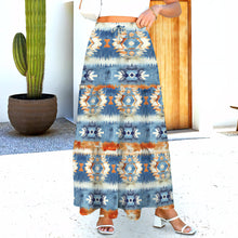 Load image into Gallery viewer, Blue Aztec Western Prairie Tiered Maxi Skirt
