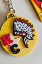 Load image into Gallery viewer, Set of 3 3D Print Chiefs Arrowhead Kc Kansas City Football Keychains Made in America
