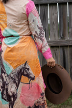 Load image into Gallery viewer, Baha Ranch Retro Pop Western Desert Cowboy Button Up Shirt Dress Duster
