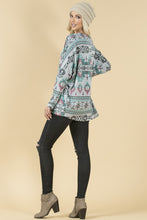 Load image into Gallery viewer, Smoky Mountain Gray Aztec Print Tunic with Pockets Made in America
