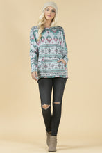 Load image into Gallery viewer, Smoky Mountain Gray Aztec Print Tunic with Pockets Made in America
