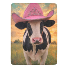 Load image into Gallery viewer, Baha Ranch Cowgirl Cow Ultra Soft Minky Fleece 60" x 80" Throw Blanket Made in America
