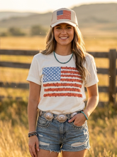 Load image into Gallery viewer, Floral American Flag Graphic Tee
