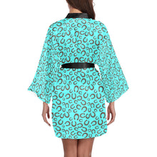 Load image into Gallery viewer, Mini Turquoise Horeshoe Women&#39;s Lounge Kimono Robe
