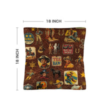 Load image into Gallery viewer, Vintage Cowboy Collage Western Throw Pillow Case Made in America
