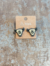 Load image into Gallery viewer, 8 Ball Longhorn Ring &amp; Stud Earring Set – Western Lucky 8 Matching Set
