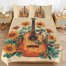 Load image into Gallery viewer, Boho Dolly Guitar Design 3-Piece Bedding Set (1 Duvet Cover + 2 Pillow Shams) – 102"×90"
