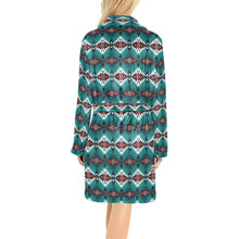 Load image into Gallery viewer, Teal Aztec Women&#39;s Western Bath Robe
