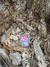 Load image into Gallery viewer, Pink Dahlia Teardrop Gold Chain Necklace
