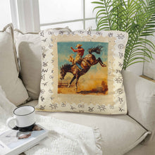 Load image into Gallery viewer, Baha Ranch Vintage Rodeo Stamp Throw Pillow Made in America
