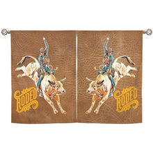 Load image into Gallery viewer, Rodeo Bullrider Window Curtains 28&quot;x40&quot; (2-Piece) Made in America

