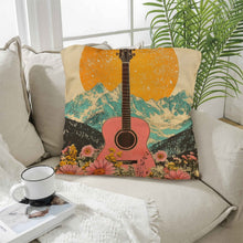 Load image into Gallery viewer, Baha Ranch Retro Pop Western Pink Guitar Pillow Case Made in America
