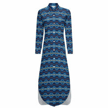 Load image into Gallery viewer, Navy Aztec Women&#39;s Western Duster Dress
