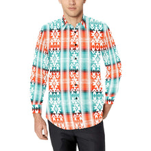 Load image into Gallery viewer, Turquoise Orange Aztec Unisex Western Button UP Shirt
