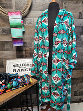 Load image into Gallery viewer, Teal Aztec Women&#39;s Western Bath Robe

