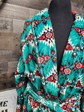 Load image into Gallery viewer, Teal Aztec Women&#39;s Western Bath Robe

