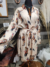 Load image into Gallery viewer, Vintage Cowgirl Women&#39;s Long Sleeve Belted Satin Feel Dressing Lounge Robe
