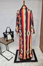 Load image into Gallery viewer, Colores De Mexico Southwestern Aztec Serape Long Sleeve Shirt Dress Duster
