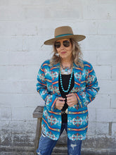 Load image into Gallery viewer, Teal Aztec Women&#39;s Western Blazer
