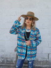 Load image into Gallery viewer, Teal Aztec Women&#39;s Western Blazer
