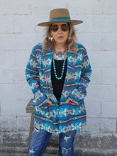 Load image into Gallery viewer, Teal Aztec Women&#39;s Western Blazer
