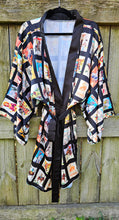 Load image into Gallery viewer, Vintage Cowboy Collage Satin Kimono Robe
