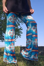 Load image into Gallery viewer, Teal Aztec Flare Pants
