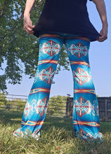 Load image into Gallery viewer, Teal Aztec Flare Pants
