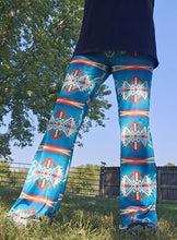 Load image into Gallery viewer, Teal Aztec Flare Pants
