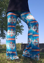 Load image into Gallery viewer, Teal Aztec Flare Pants

