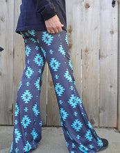 Load image into Gallery viewer, Charcoal Turquoise Aztec Flare Pants
