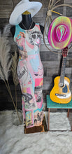 Load image into Gallery viewer, Baha Ranch Retro Pop Western Bodycon Side Slit Maxi Dress
